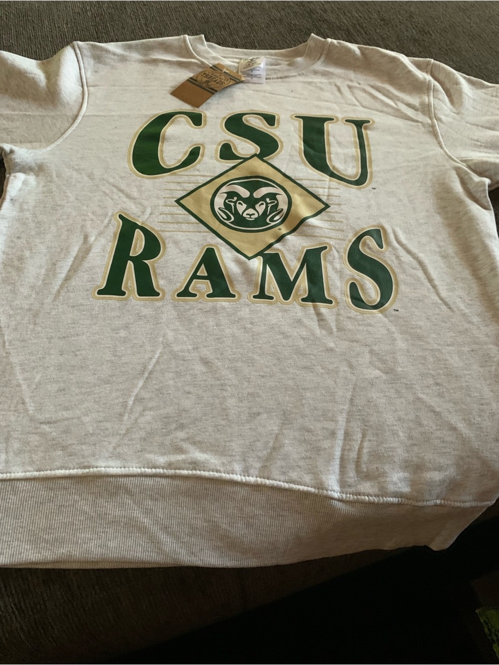 Rivalry Threads Gray CSU Rams Sweatshirt with Green & Gold Logo